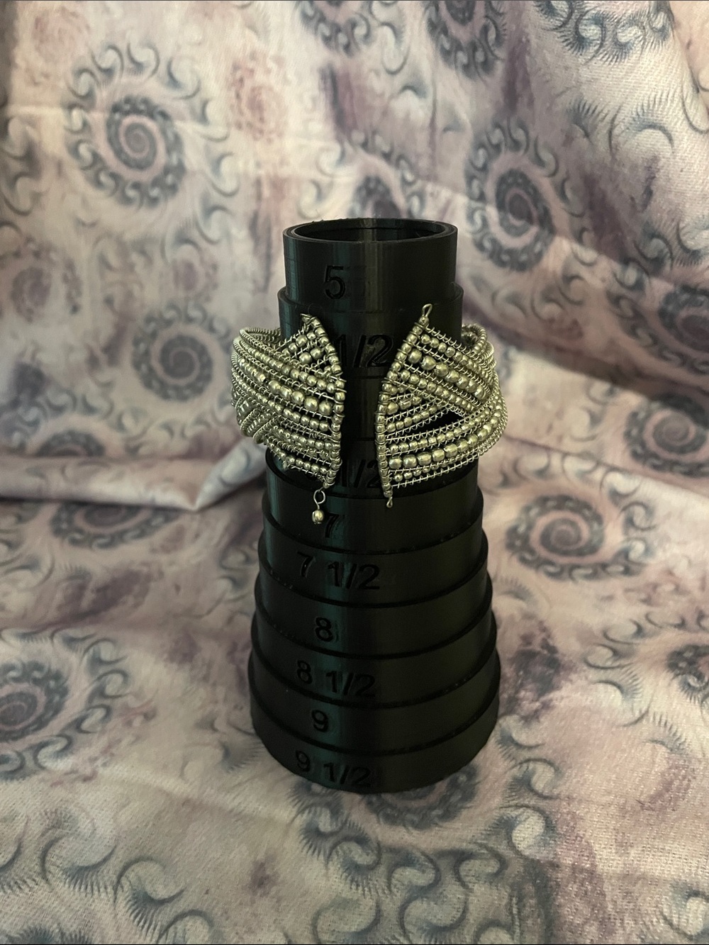 Silver Pearl-Look Beaded Cuff Bracelet